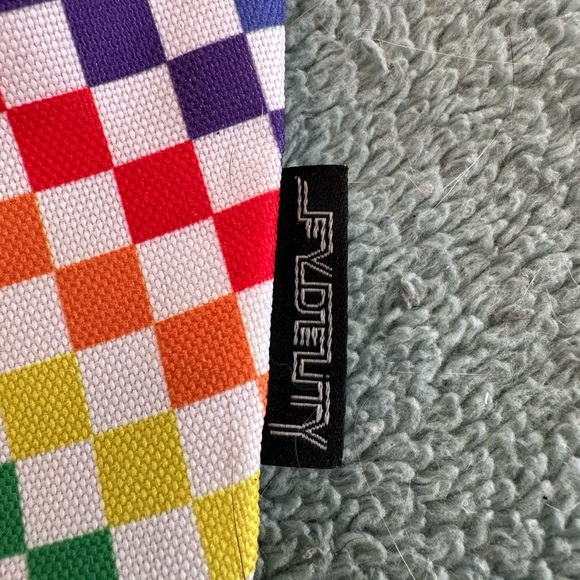 Fydelity Rainbow Checkered Fanny Pack NWT Adjustable Waist Bag - Picture 5 of 5